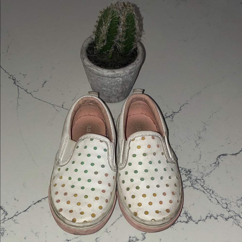 Old Navy Kids White Sneakers with Colorful Dots
